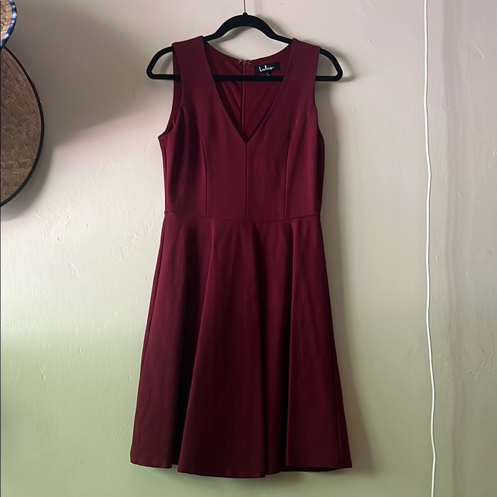 Lulu's Red Sleeveless V-Neck A-Line Midi Dress